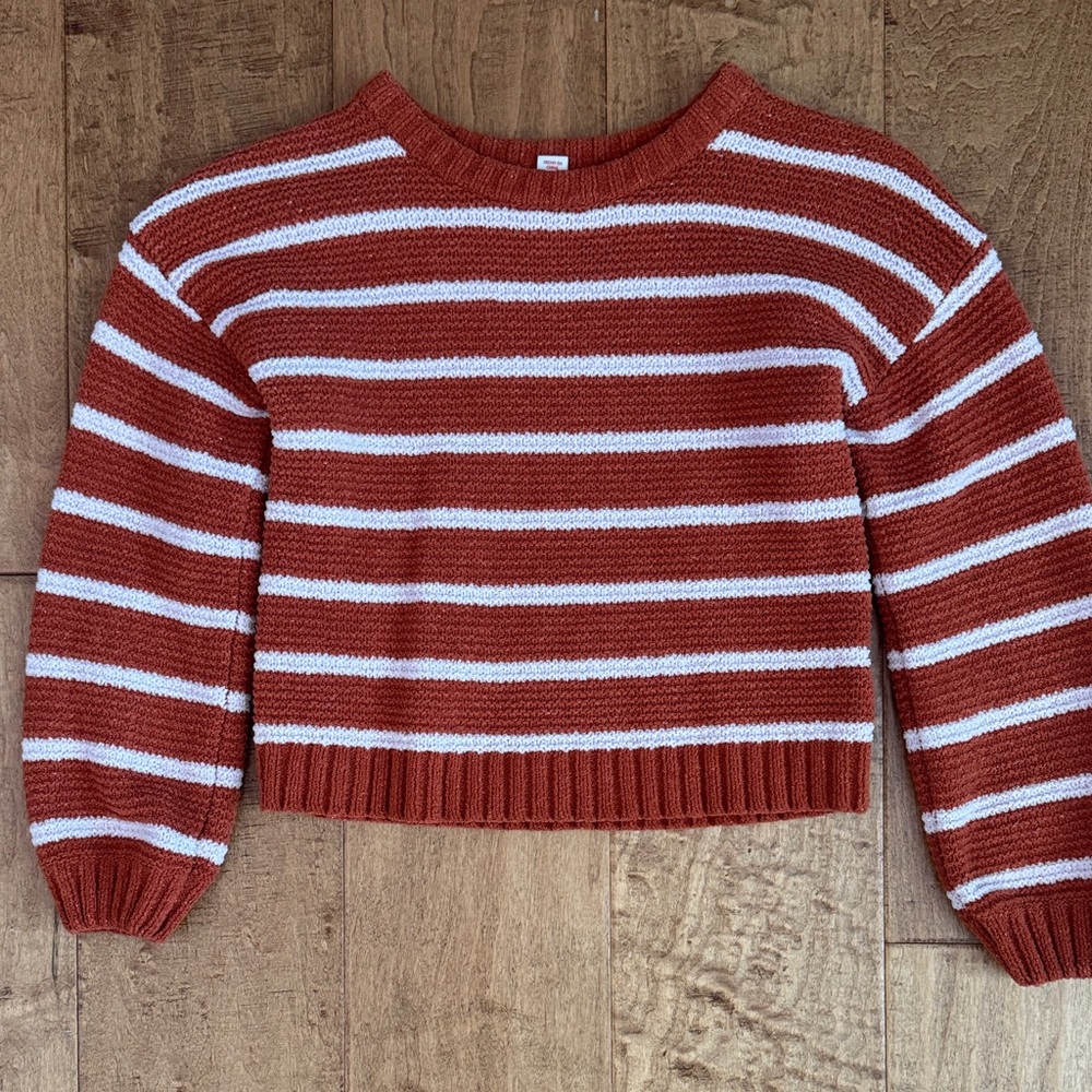 Cat & Jack Rust and White Striped Sweater